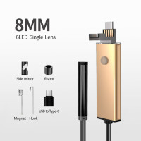 Эндоскопическая камера 3 в 1, 5,5 мм, 7 мм, 8 мм, микро-USB, Type-C, для телефона на Android, ПК, 6 светодисветодиодный, регулируемая