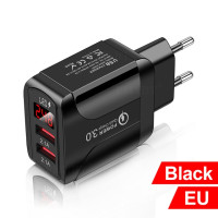 СВЕТОДИОДНЫЙ цифровой дисплей USB двойное зарядное устройство EU US UK вилка QC 3,0 Быстрая зарядка для iPhone 12 Pro Xiaomi 10 Мобильный телефон USB зарядное устройство