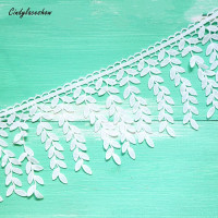 3 ярда 11 см ширина листья кисточки белый Водорастворимая кружевная отделка Висячие бахрома отделка для шитья одежды DIY Поделки